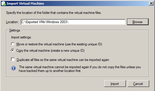 Import VM